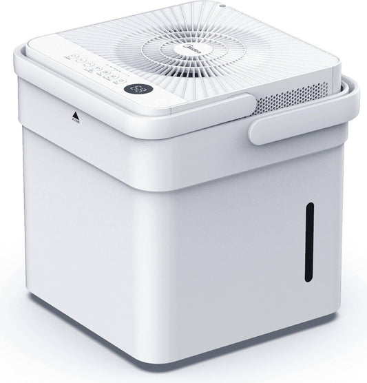 Midea MAD50S1QWT Smart Cube Dehumidifier with 50 Pint Daily Capacity Voice Assistant Nested Design and No-Bucket Option in